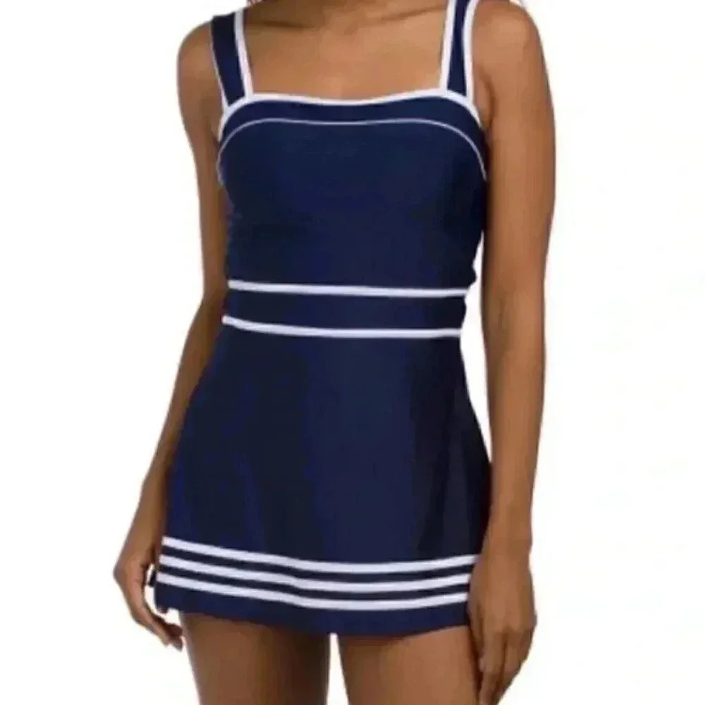 Shore Shapes burgundy One Piece Swim Dress Size 10